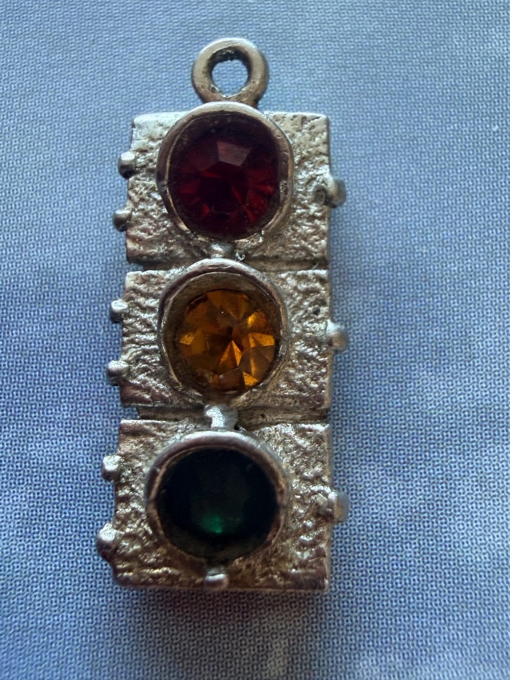 Vintage-Inspired Red Amber Green Traffic Light Sterling Silver Charm